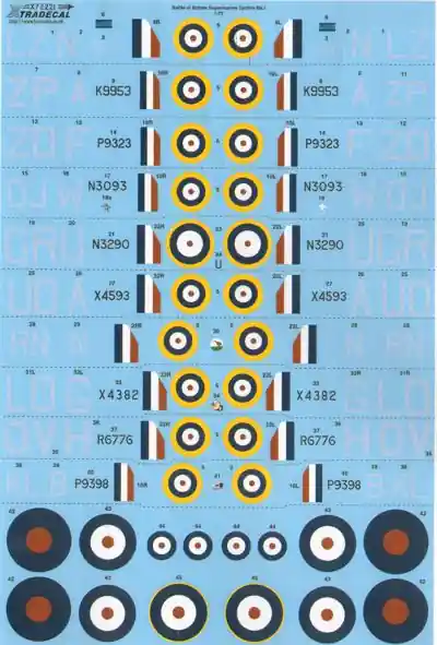 Xtradecal 72221 Supermarine Spitfire Mk.Ia / Mk.1 Battle of Britain 1940 Part 1 (10 schemes) Meilleur Choix