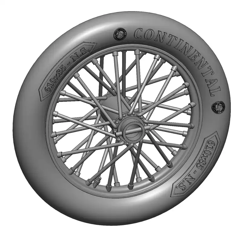 Dernière Chance Art Scale Kit A48016 German 610x85 Spoked Wheels - 1 pair 3D-Printed