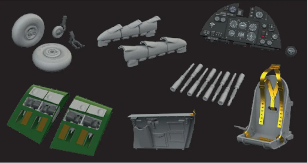 Petit Prix Eduard SIN648151 Hawker Hurricane Mk.IIc with Fishtail Exhausts - Big Sin Set (for Arma Hobby Kits)