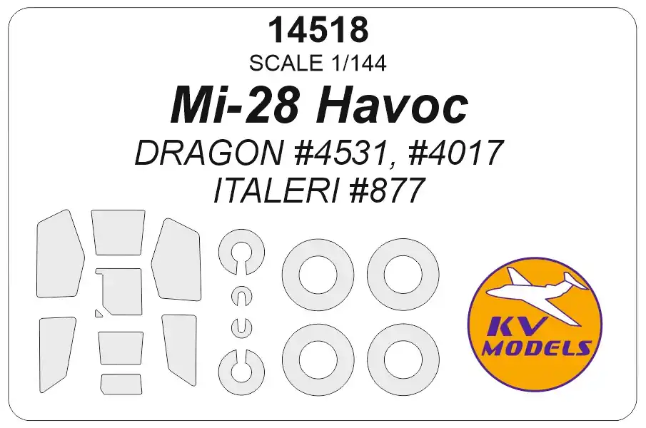 KV Models 14518 Mil Mi-28 Havoc - Mask Set (for Dragon and Italeri Kits) Meilleur Prix