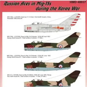 H-Model Decals D48037 Mikoyan MiG-15 Soviet Aces in Korea - Part 2 Meilleure Vente