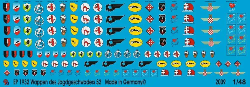 Peddinghaus-Decals 1932 Unit Markings Jagdgeschwaders 52 Réduction
