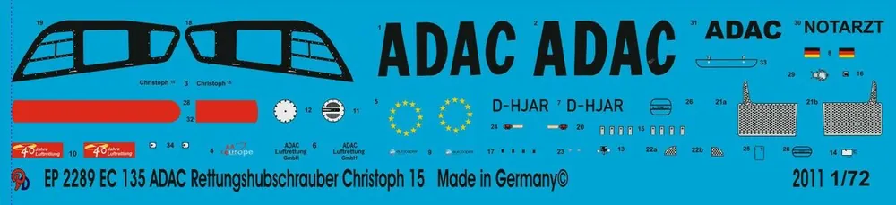 Peddinghaus-Decals 2298 EC 135 Krystof 15 Czech Rescue Helicopter Of The DAS Affaire À Saisir