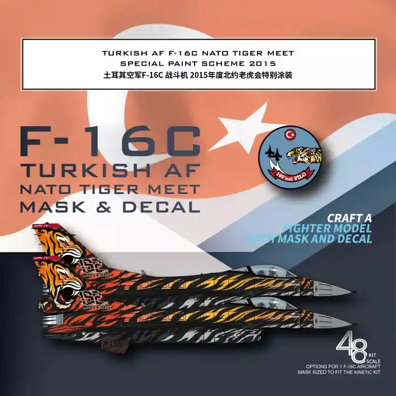 Galaxy-Model G48083 Turkish AF F-16C NATO Tiger Meet Special Paint Scheme 2015 Mask & Decal (For Kinetic 48102) Meilleur Prix