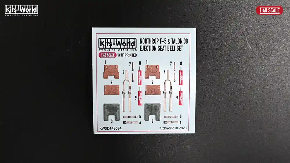 Kits World 3D148034 Northrop F-5 and T-38 Talon - 3D full colour Seat Harness (for Kitty Hawk and Kinetic kits) Retour Gratuit