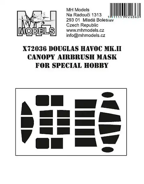 MH Models X72036 Douglas Havoc Mk.II Canopy airbrush mask Vente Flash