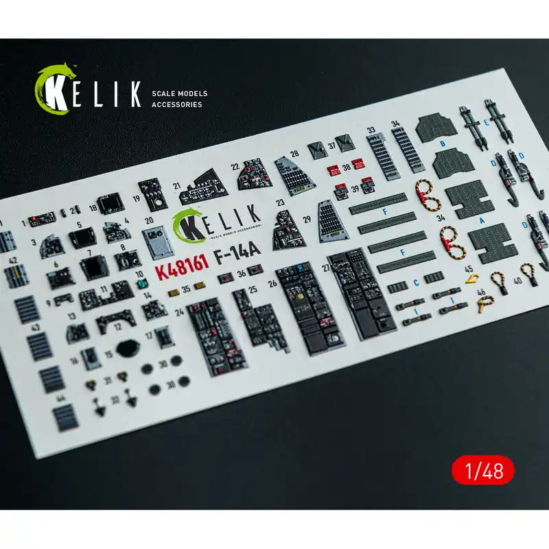 Usine Directe KELIK K48161 Grumman F-14 A Tomcat - Interior 3D-Decals (for GWH Kits)