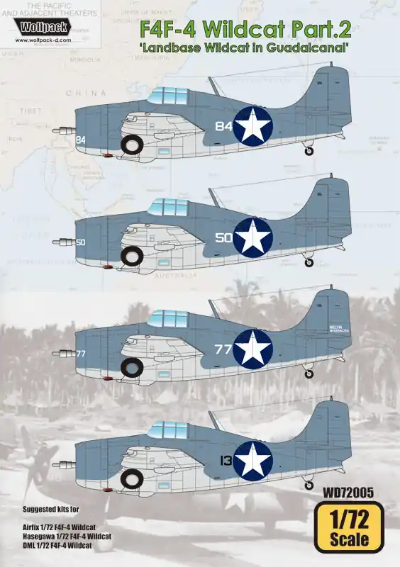 Wolfpack Design WD72005 Grumman F4F-4 Wildcat Part 2 - Land Base Wildcat in Guadalcanal Dernier Modèle
