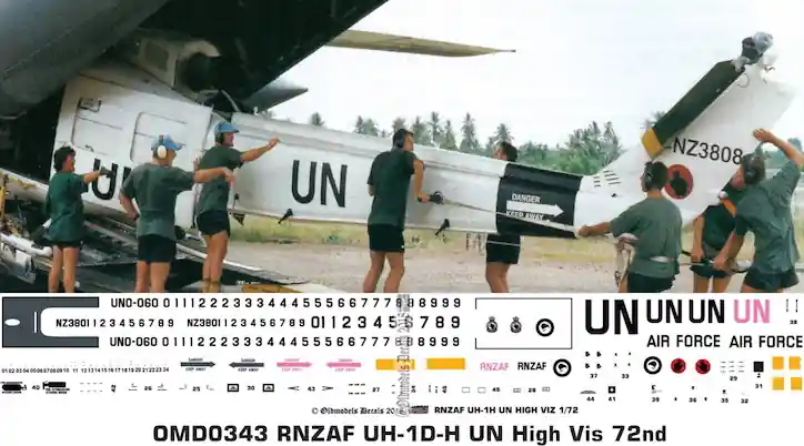 Old models Decals 0343 Bell UH-1 D/H Iroquois - RNZAF UN High-Vis Scheme Solde