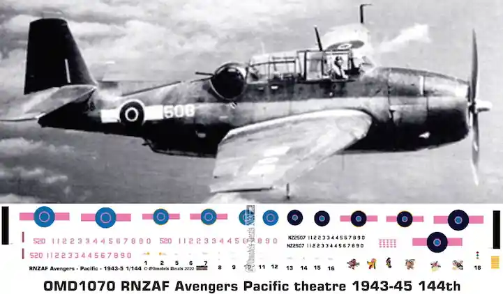 Old models Decals 1070 Grumman Avenger - RNZAF in Pacific Theatre 1943-1945 Scheme Nouveauté