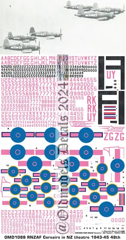 Usine Directe Old models Decals 1088 Vought Corsair - RNZAF WWII NZ Theatre 1943-1945 Scheme
