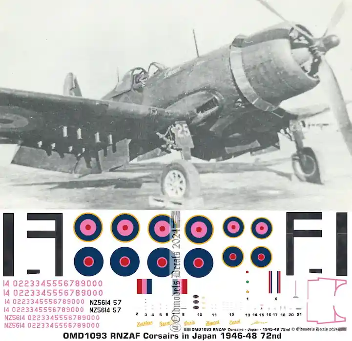 Quantité Limitée Old models Decals 1093 Vought Corsair - RNZAF Japan 1946-1948 Scheme