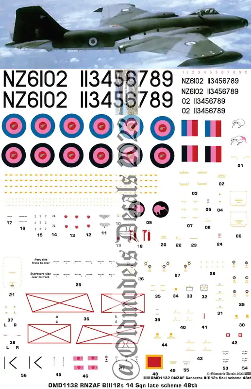 Expédition Rapide Old models Decals 1132 English Electric Canberra B(I)12s - RNZAF14 Sqn Late Scheme
