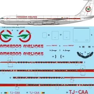 26 Decals 72280 Boeing 707-3H7C - Cameroon Airlines (Laser Decal) Quantité Limitée