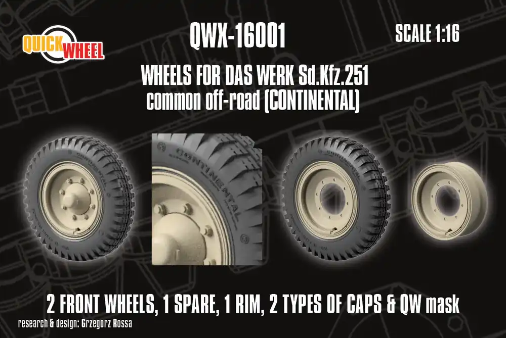 Remise Quick Wheel QWX16001 Sd.Kfz. 251 - Wheels Common Off-Road (Continental / for Das Werk Kits)