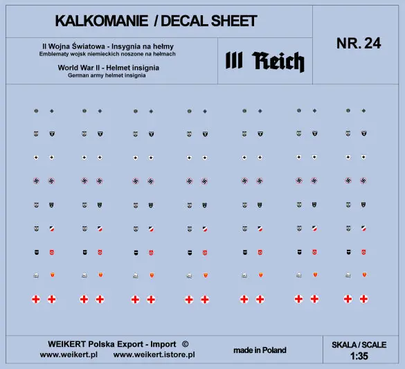 Weikert Decals DEC224 Emblematy na hełmy niemieckie - III REICH - vol. 24 Vente Flash