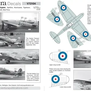 Ventura 72104 British Prototypes - Supermarine Spitfire, Hawker Hurricane, Typhoon, Tornado, Tempest and Sea Fury Must-Have