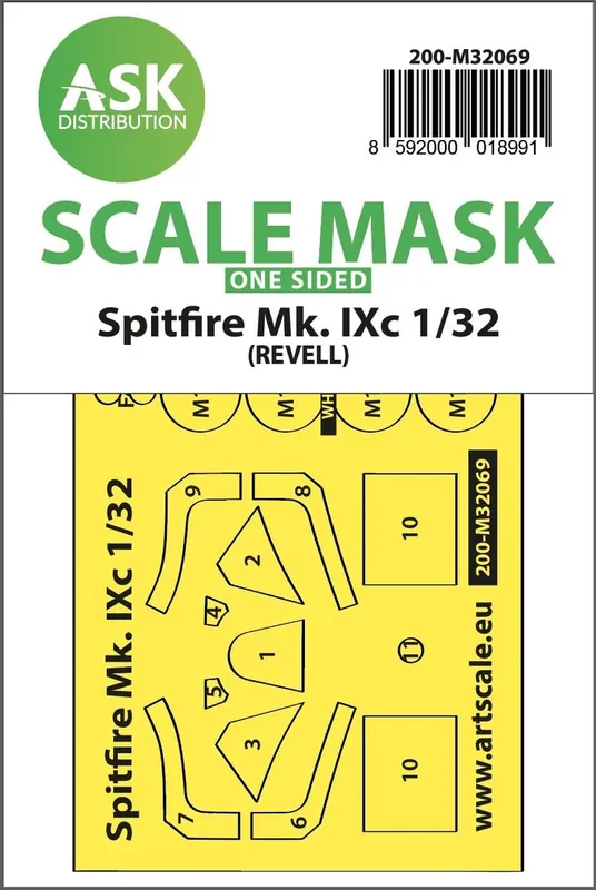 Satisfait Ou Remboursé Art Scale Kit M32068 Spitfire Mk.IXc Double-Sided Fit Mask For Revell