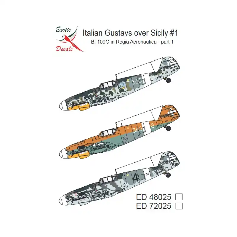 Exotic Decals 48025 Italian Gustavs Over Sicily 1 Bf 109G In Regia Aeronautica - Part 1 Expédié Aujourd'hui