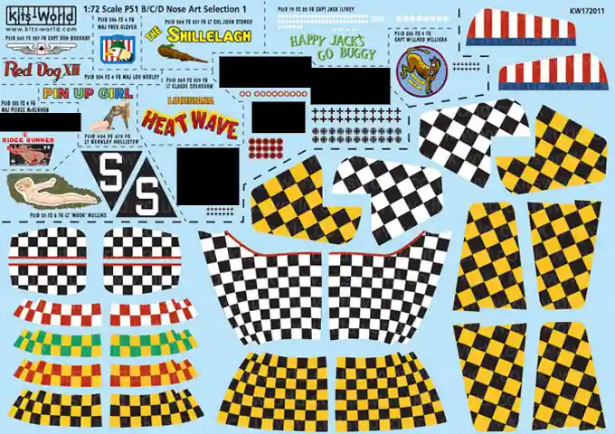 Certifié Kits World 172011 North-American P-51D Mustang Nose Art, Kill Markings, Nose Checks (Part 1)