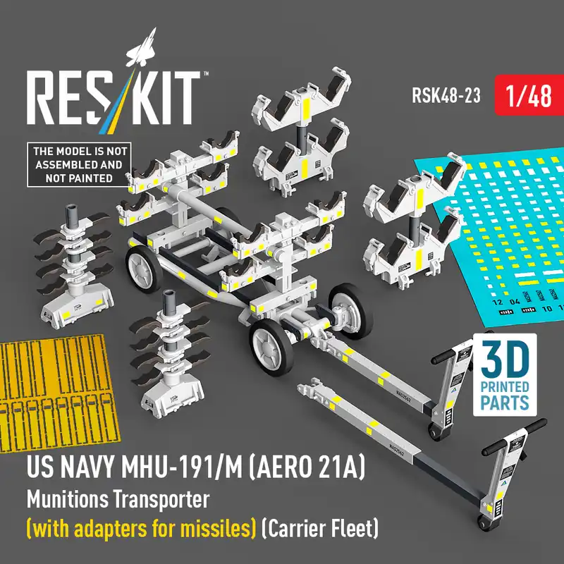 Jusqu'à Épuisement Des Stocks RES/KIT K48-0023 US Navy MHU-191/M (AERO 21A) Munitions Transporter (With Adapters For Missiles) (Carrier Fleet) (3D Printed Model Kit)