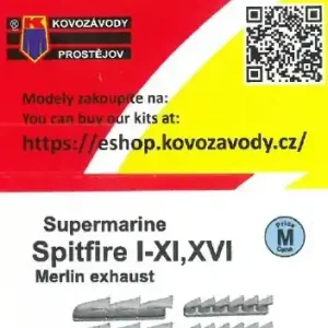 Usine Directe Kovozavody Prostejov KPEX079 Supermarine Spitfire Mk. I - Mk.IX and Mk.XVI - 3D-Printed Merlin Exhaust