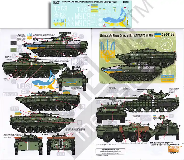 Acheter Direct Echelon Fine Details D356193 Ukrainian AFVs Ukraine - Russia Crisis Pt 1 BMP-1, BMP-2 and T-64BV