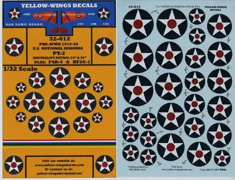 Yellow Wings 32012 US National Insignia (Part 2) - Suitable for Curtiss BF2C-1 and Boeing F4B-4 Prix Promo