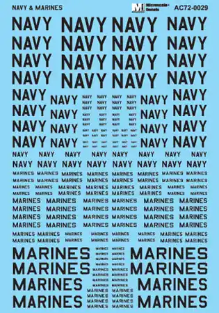 Microscale 48029 US Navy And US Marines Assorted Size Words - Black Promotion Saisonnière