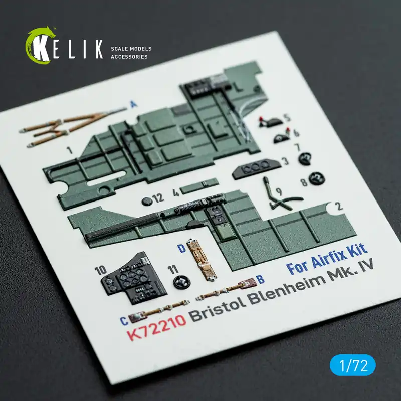 KELIK K72210 Bristol Blenheim Mk.IV - Interior 3D Decals (for Airfix Kits) Remise