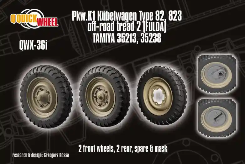 Quick Wheel QWX36i Pkw. K1 Kubelwagen Type 82 823 Off-Road Tread 2 (Fulda / for Tamiya Kits) Prix Bas