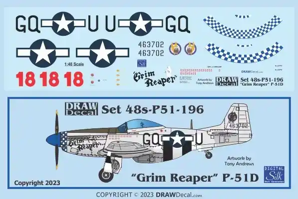 Draw Decal 48-P51-196 North American P-51 D - "Grim Reaper" Réduction