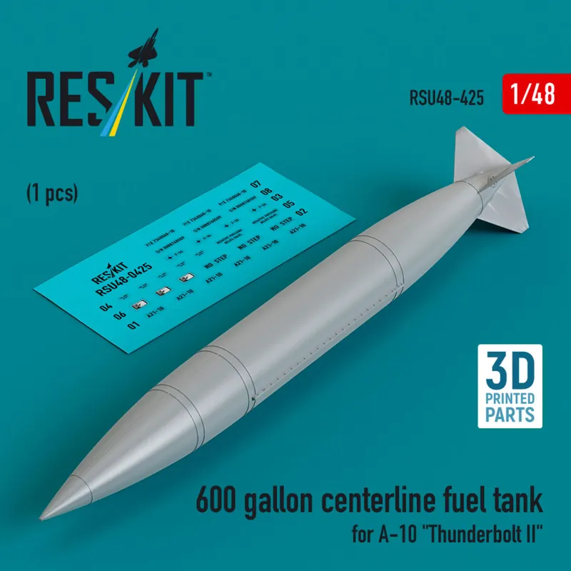 Populaire RES/KIT U48-0425 600 Gallon Centerline Fuel Tank For A-10 ‘Thunderbolt II‘ (1 pc) (3D Printed)