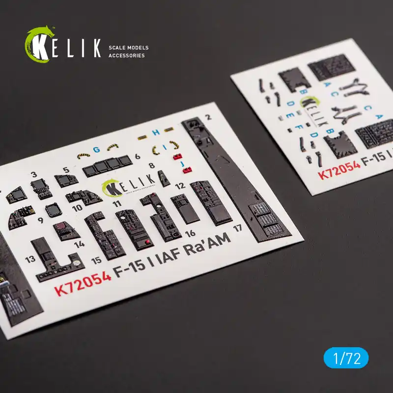 KELIK K72054 F-15I IAF Ra`am - Interior 3D Decals For GWH Kit Nouvelle Collection