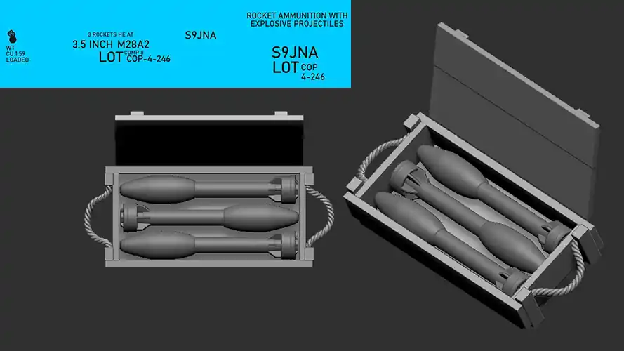 Expédition Rapide Firma49 A006-D Box with 3.5" Ammunition for M20A Super Bazooka + decals