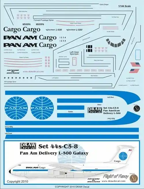 Commander Vite Draw Decal 44-C5-08 Lockheed L-500 Galaxy - Pan Am Delivery Scheme Flight of Fancy