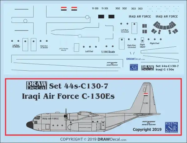 Draw Decal 44-C130-07 Lockheed C-130 E - Iraqi Air Force Promotion Saisonnière