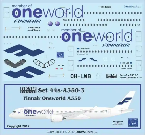 Acheter En Ligne Draw Decal 44-A350-03 Airbus A350 - Finnair Oneworld