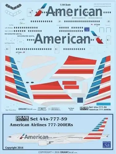 Draw Decal 44-777-59 Boeing 777-200ER - American Airlines (New Scheme) Marque