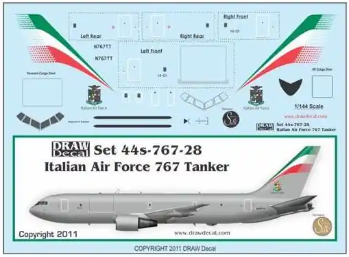 Draw Decal 44-767-28 Boeing 767-200 - Italian Air Force Tanker Jusqu'à Épuisement Des Stocks