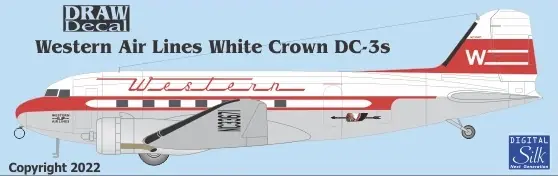 Remise Draw Decal 20-DC3-14W Douglas DC-3 - Western Air Lines White Crown "Indian Head"
