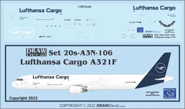 Offre Exclusive Draw Decal 20-A3N-106 Airbus A321F - Lufthansa Cargo