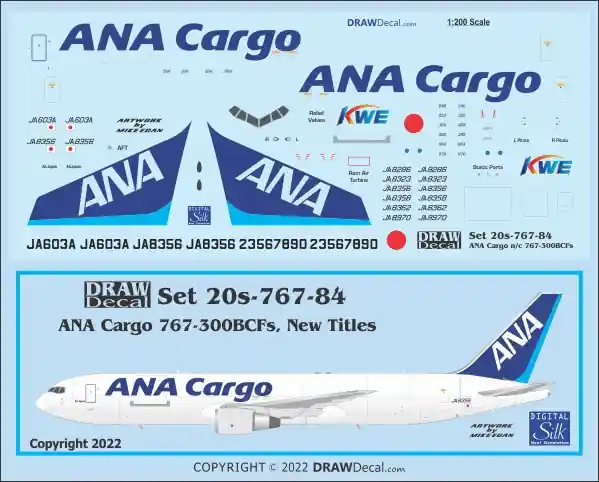 Draw Decal 20-767-84 Boeing 767-300BCF - Japan’s All Nippon Airways (ANA) Cargo (New Titles) Prix Choc