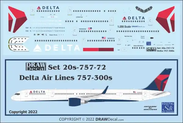 Dernière Chance Draw Decal 20-757-72 Boeing 757-300 - Delta Air Lines