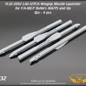 Flying Leathernecks 32-2052 LAU-127F/A wingtip launcher for F/A-18 E/F late BuNos 166775 and up - 3D-Printed (for Trumepter and Revell kits) Satisfait Ou Remboursé
