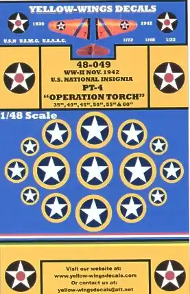 Prix Réduit Yellow Wings 48049 US National Insignia Operation Torch (November 1942) - 6 sizes