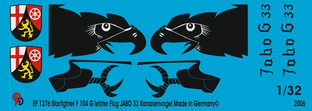 Peddinghaus-Decals 1376 F 104 G Starfighter Kanarienvogel Last Flight Jabo 33 30.5.1985 Retour Gratuit
