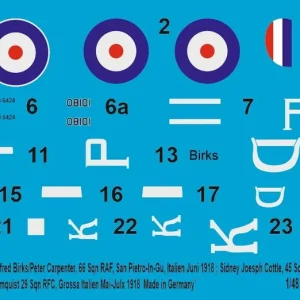 Produit De Marque Peddinghaus-Decals 3812 Sopwith Camel Gerald Alfred Birks/Peter Carpenter, Sidney Joseph Cottle-Percy Wilson/Josef Eskill Hallonquist