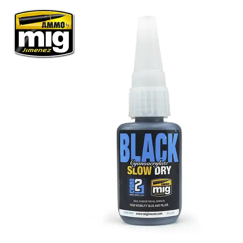 Commander Maintenant AMMO of Mig Jimenez 8034 Black Slow Dry Cyanoacrylate